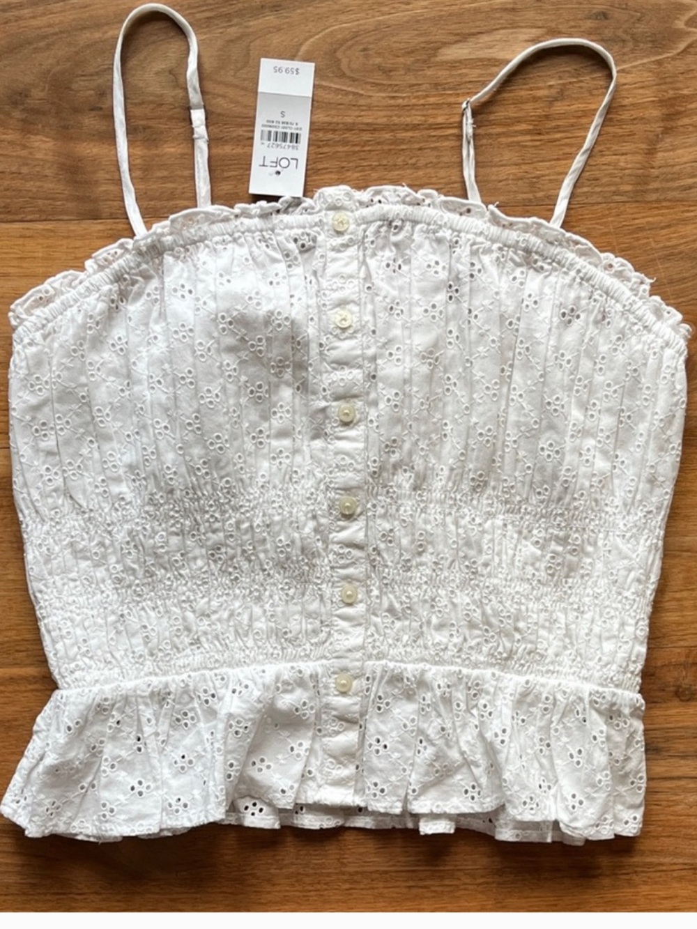 LOFT White Bohemian Eyelet Crop top - new without Tags sz Medium